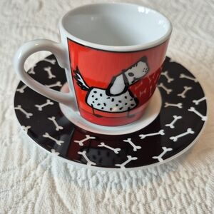 Konitz "Animal Stories" Dog demitasse espresso cup and saucer set EUC